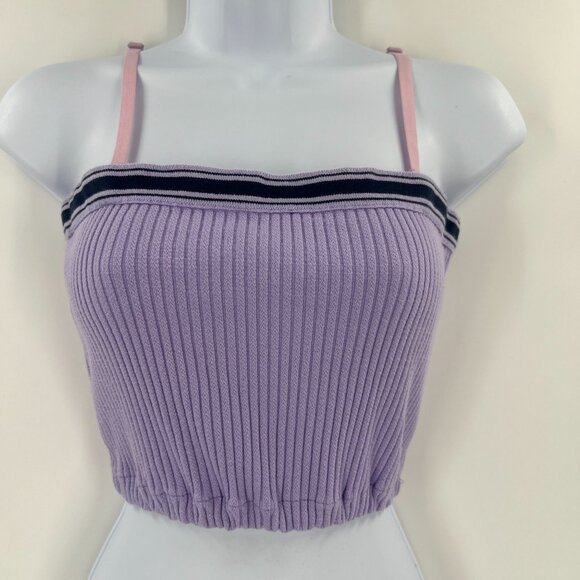 American Apparel Women Size Medium Purple Stretch Crop Top - Picture 1 of 10